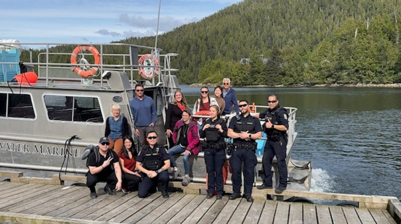 The court team on a sunny day in Klemtu.