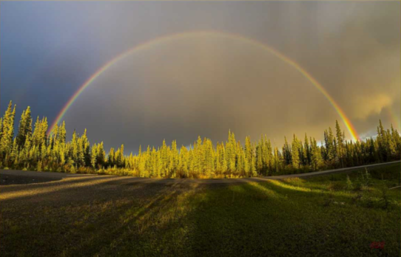rainbow over highway