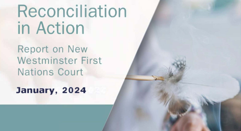 Crop of cover of report Reconciliation in Action featuring a photo of a smudging ceremony.