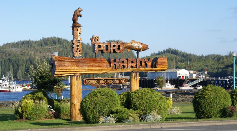 port hardy welcome sign