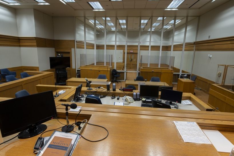 inside surrey courtroom view from judge bench