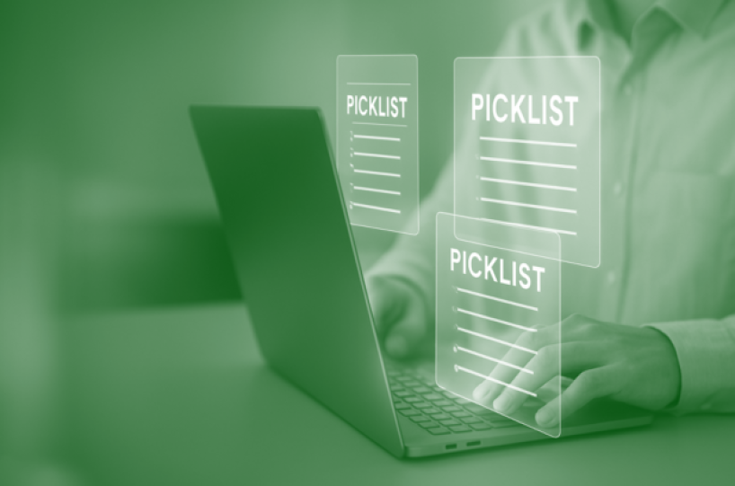 A person using a computer showing picklists